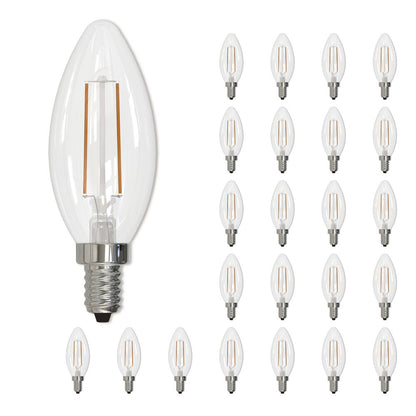 Bulbrite LED Filament B11 Dimmable Candelabra Screw Base (E12) Light Bulb 40 Watt Equivalent 2700K, Clear 24-Pack