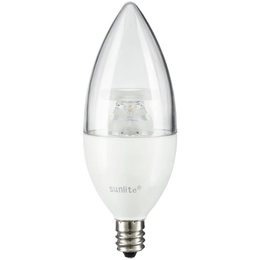 Sunlite 80785 LED B11 Clear Torpedo Tip Chandelier Light Bulb, 7 Watts (60W Equivalent) 500 Lumens, Candelabra E12 Base, Dimmable Energy Star and ETL Certified, 5000K Daylight, 1 Count