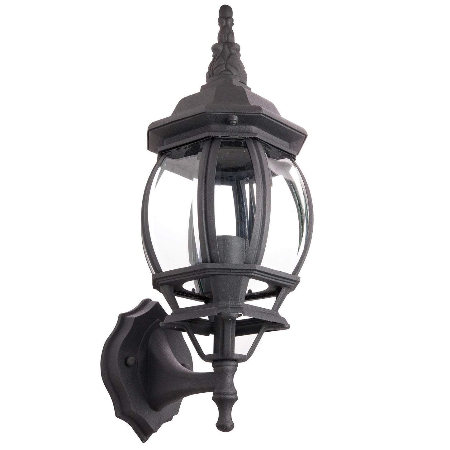 Sunlite Up-Facing Carriage Style Outdoor Fixture, Black Powder Finish, Clear Beveled Glass