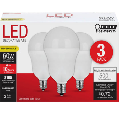 500 Lumen 3000K Non-Dimmable A15 LED