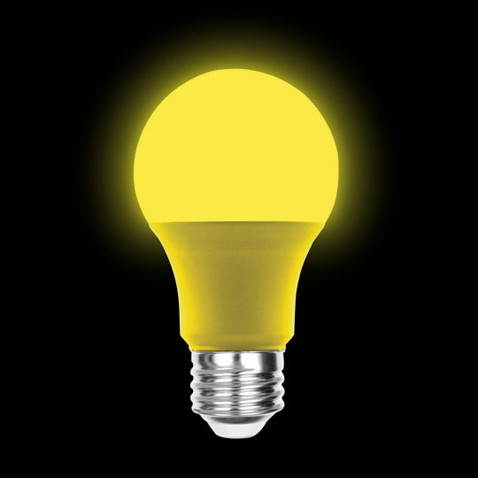 Luxrite LED A19 Colored Light Bulb, E26 - Medium Base, 8W, Yellow Finish, Non-Dimmable, Shatter Proof (LR21490)