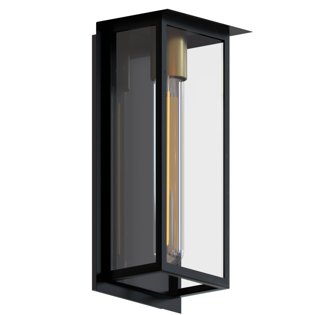 Elise One Light Modern Outdoor Wall Sconce With Brass Accent and Glass Enclosure