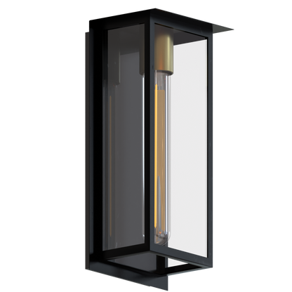 Elise One Light Modern Outdoor Wall Sconce With Brass Accent and Glass Enclosure