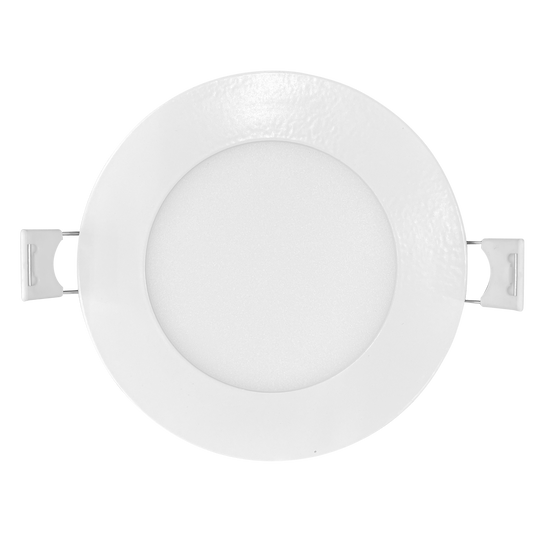 Luxrite LED 4" Mini Panel High Output Round Smooth Canless Wafer Spotlight, 12W, 950 Lumens, Color Selectable - 2700K/3000K/3500K/4000K/5000K, 80 CRI, White Finish, Dimmable (LR23741)