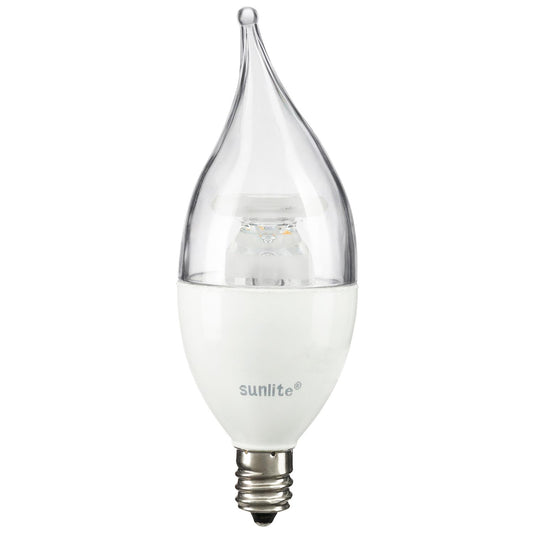 Sunlite LED Torpedo Tip Chandelier 7W (60W Equivalent) Light Bulb Candelabra (E12) Base, Warm White