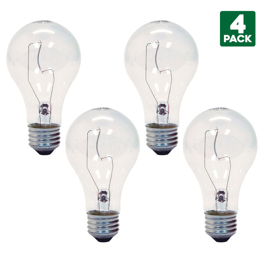 4-Pack Sylvania 75 Watt Clear Incandescent Light Bulbs, Medium (E26) Base, A19 Shape, Indoor, 120 Volt, 1200 Lumens, 750 Hours, Fully Dimmable, 100 CRI