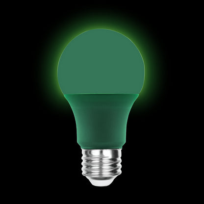 Luxrite LED A19 Colored Light Bulb, E26 - Medium Base, 8W, Green Finish, Non-Dimmable, Shatter Proof, Pack of 15 (LR21492)