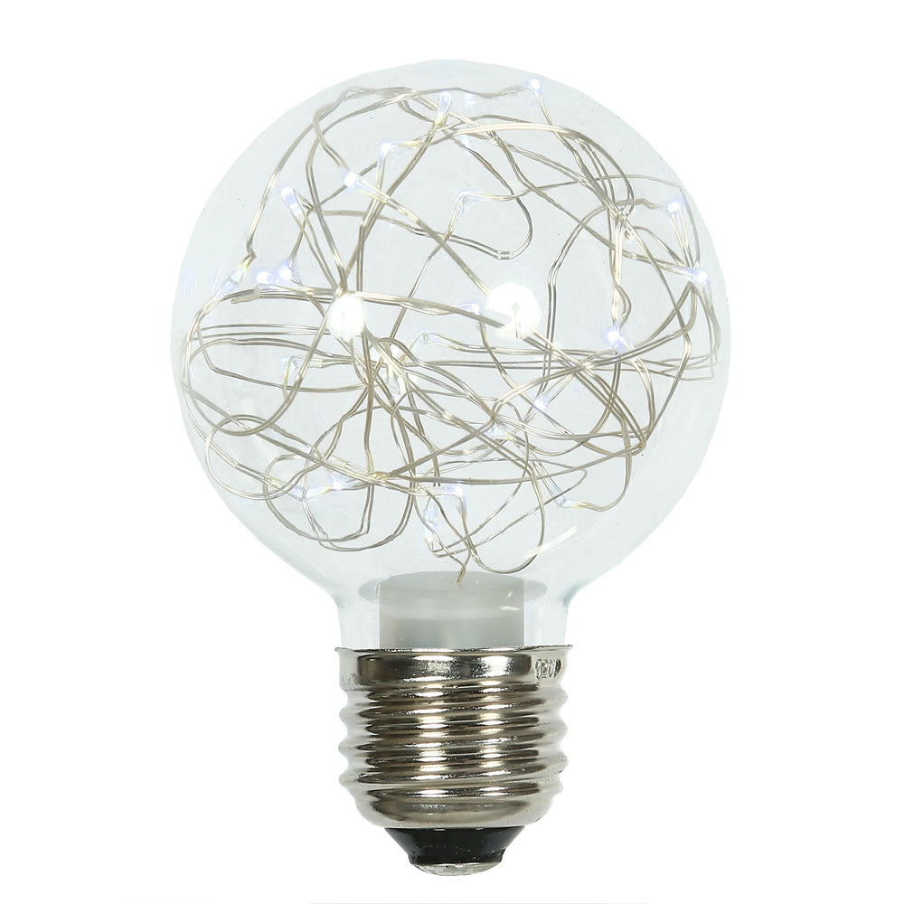 Vickerman Pure White LED Twinkle Glass G95 Fairy Light Christmas Bulb- 2 Pack