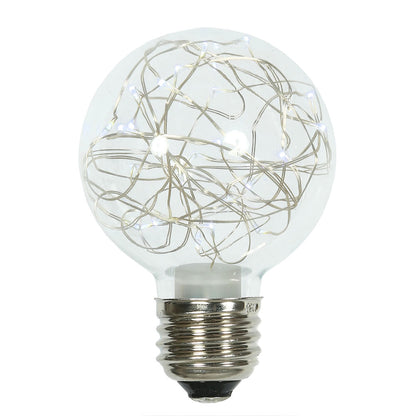 Vickerman Pure White LED Twinkle Glass G95 Fairy Light Christmas Bulb- 2 Pack