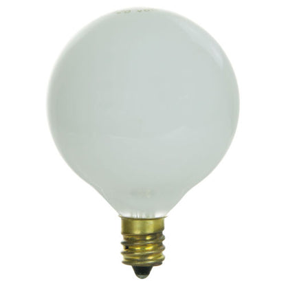 60 Watt G16.5 Globe, Candelabra Base, White