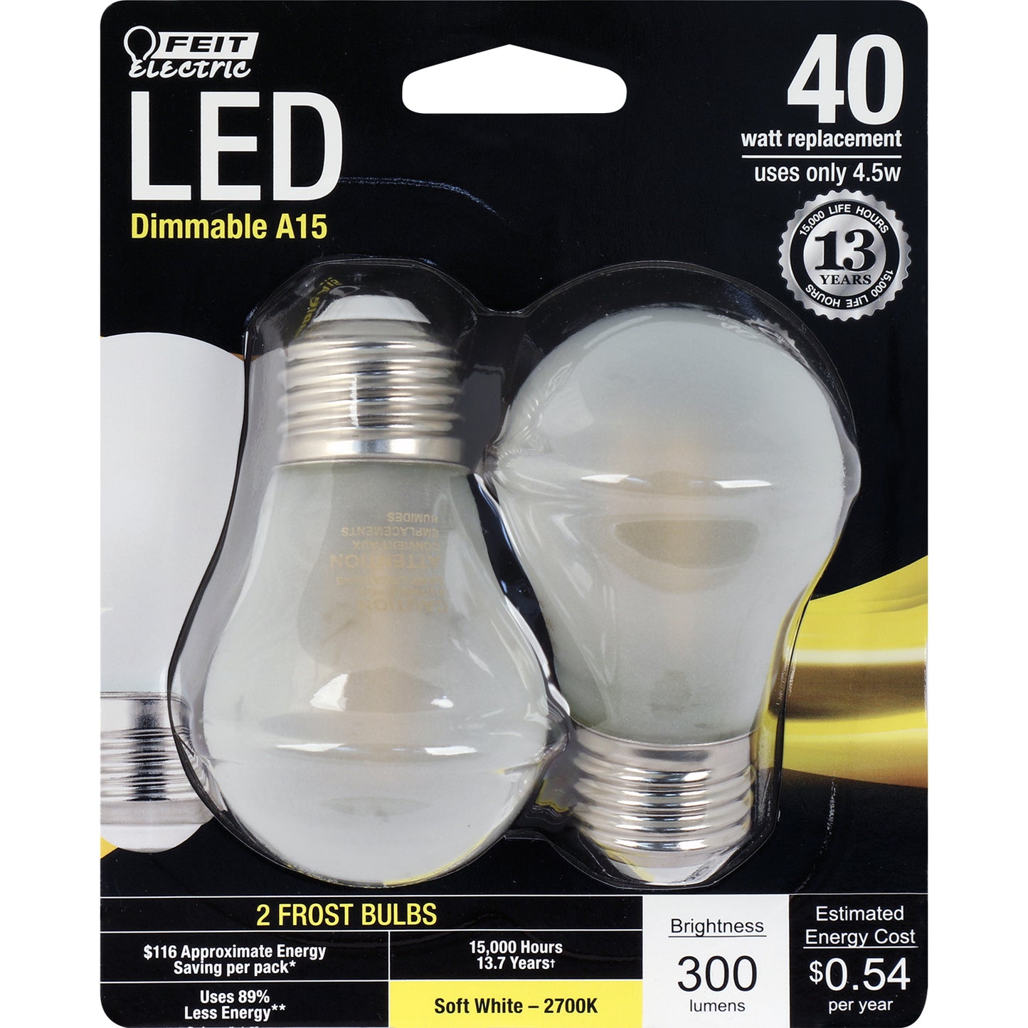 300 Lumen 2700K Dimmable Frost A15 LED