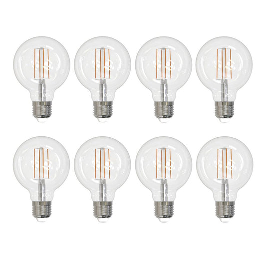 Bulbrite Pack of (8) 7 Watt Dimmable CLEAR Filament G25 Medium (E26) LED Bulb - 800 Lumens, 4000K, and 80 CRI