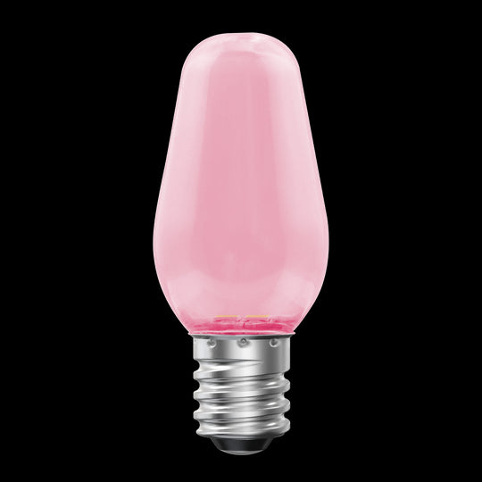 Luxrite LED C7 Small Light Bulb, E12 Candelabra Base, 0.5W, Pink Finish, Pack of 12 (LR21754)