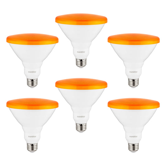 Sunlite LED PAR38 Orange Floodlight Bulb, 8W (25W Equivalent), Medium (E26) Base, Indoor, Outdoor, Wet Location, Turtle Safe and Wildlife Friendly, 25,000 Hour Lifespan, UL Listed