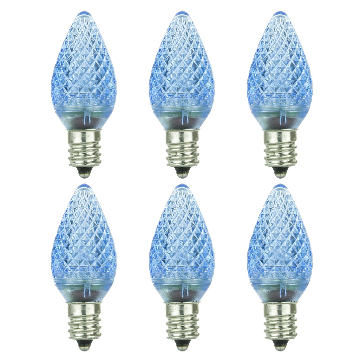 Sunlite LED C7 0.4W Blue Colored Decorative Chandelier Light Bulbs, Candelabra (E12) Base