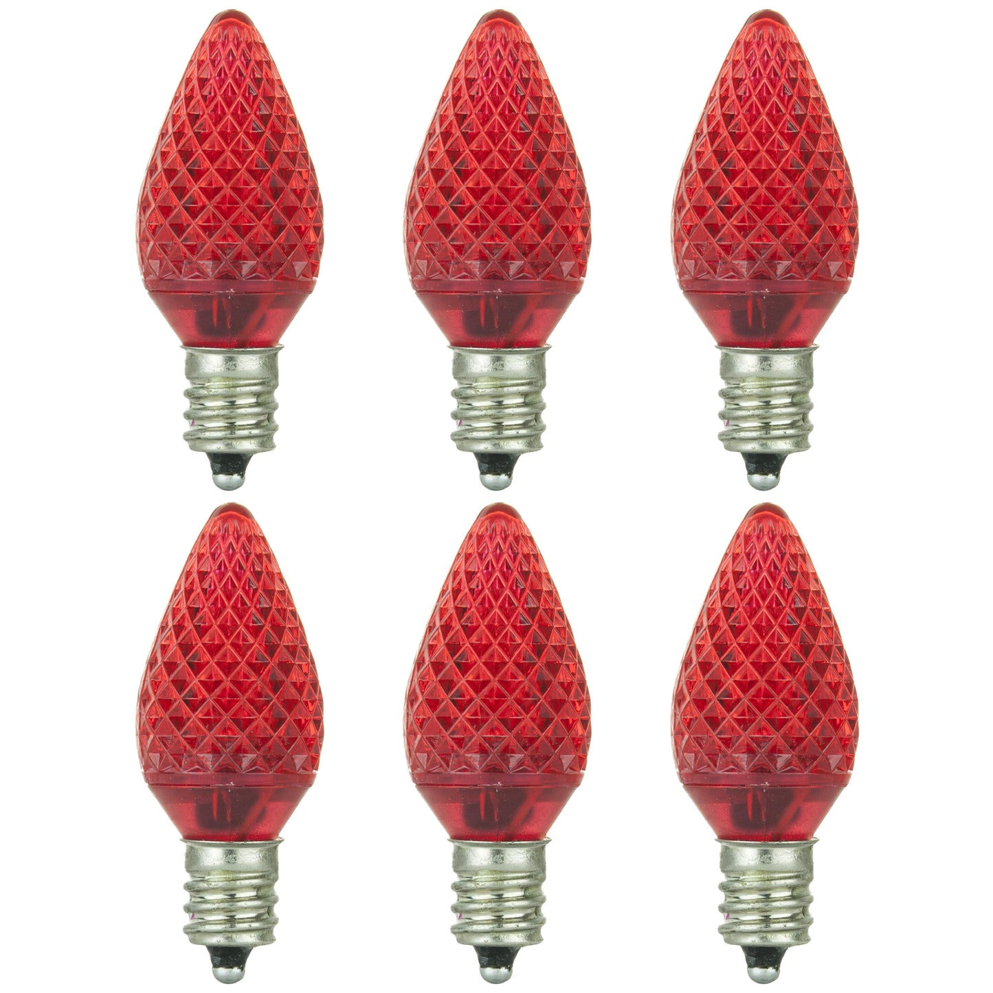 Sunlite 80702 LED C7 Holiday Decorative Light Bulb, 0.4 Watts, E12 Candelabra Base, Faceted Christmas-Lights; Nightlight, Red