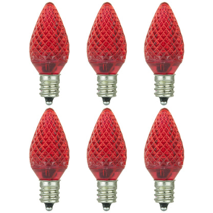 Sunlite 80702 LED C7 Holiday Decorative Light Bulb, 0.4 Watts, E12 Candelabra Base, Faceted Christmas-Lights; Nightlight, Red