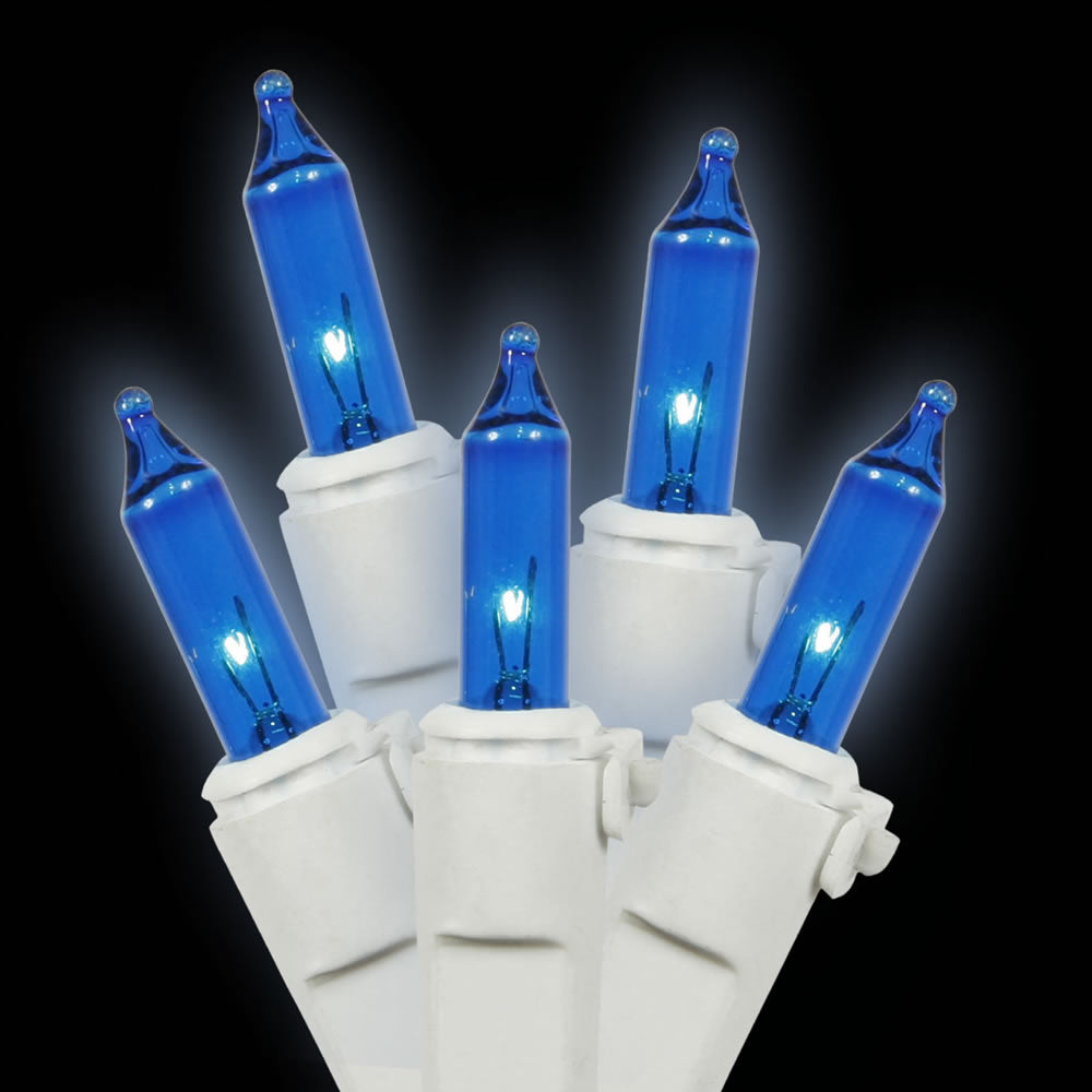 Vickerman 100 Blue Mini Light on White Wire, 33' Long Christmas Light Strand- 2 Pack