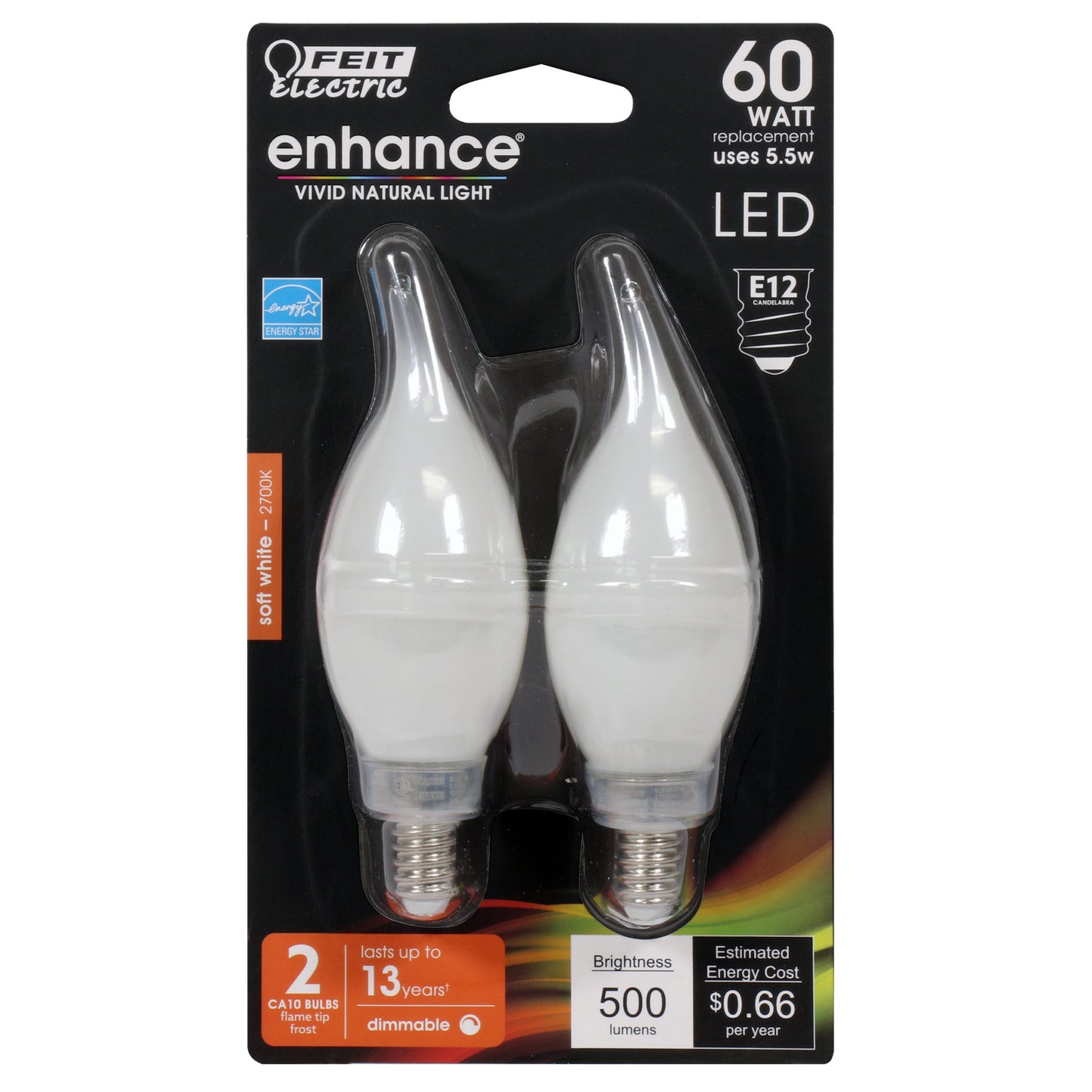 500 Lumen 2700K Dimmable Flame Tip LED