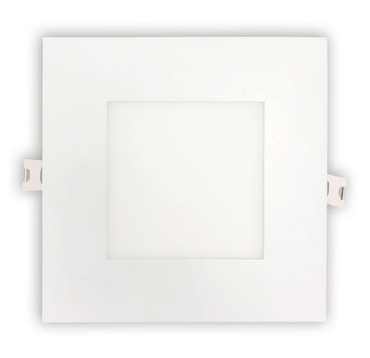 Luxrite LED 6" Mini Panel Square Smooth Canless Wafer Spotlight, 12W, 1000 Lumens, Color Selectable - 2700K/3000K/3500K/4000K/5000K, 80 CRI, White Finish, Dimmable, Pack of 2 (LR23764)
