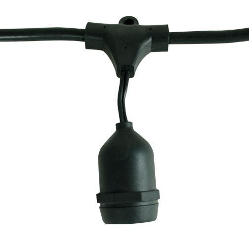 BULBRITE FIXTURES 48' STRING LIGHT IN BLACK WITH 15 MEDIUM SCREW (E26) SOCKETS - BULBS NOT INCLUDED 1PK (810005)