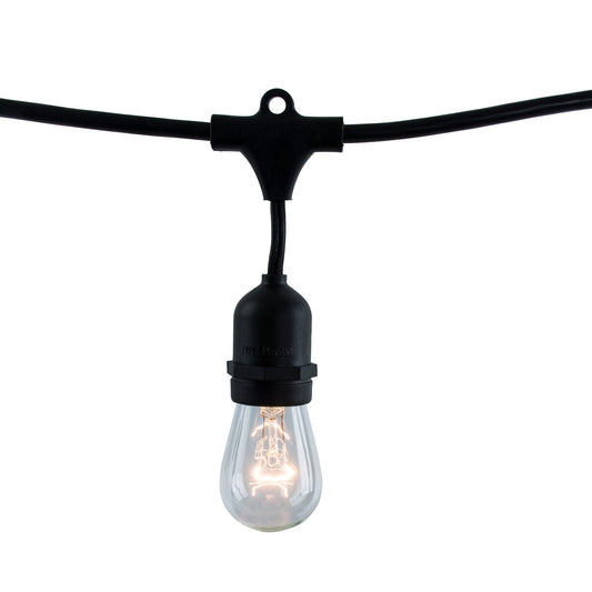 BULBRITE FIXTURES 14' STRING LIGHT KIT IN BLACK WITH (10pcs) S14 MEDIUM SCREW (E26) 11W CLEAR LIGHT BULB 1PK (810006)