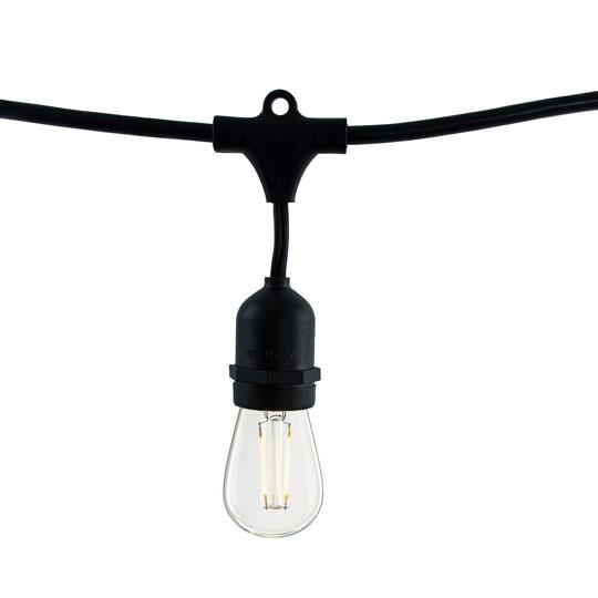 BULBRITE FIXTURES 14' STRING LIGHT KIT IN BLACK WITH (10pcs) LED S14 MEDIUM SCREW (E26) 2W CLEAR LIGHT BULB 2700K/WARM WHITE 11W INCANDESCENT EQUIVALENT 1PK (810008)