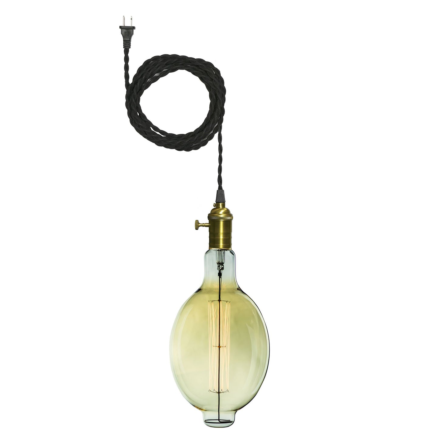 BULBRITE FIXTURES PLUG IN PENDANT KIT VINTAGE BRONZE SOCKET WITH BLACK CORD AND INCANDESCENT BT56 MEDIUM SCREW (E26) 60W NON-DIMMABLE ANTIQUE LIGHT BULB 2200K/AMBER 1PK (810013)