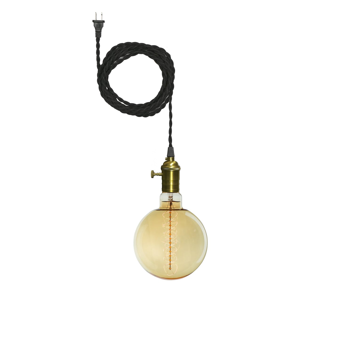 BULBRITE FIXTURES PLUG IN PENDANT KIT VINTAGE BRONZE SOCKET WITH BLACK CORD AND INCANDESCENT G63 MEDIUM SCREW (E26) 60W NON-DIMMABLE ANTIQUE LIGHT BULB 2200K/AMBER 1PK (810013)