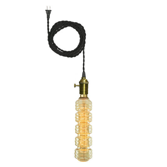 BULBRITE FIXTURES PLUG IN PENDANT KIT VINTAGE BRONZE SOCKET WITH BLACK CORD AND INCANDESCENT WB MEDIUM SCREW (E26) 60W DIMMABLE ANTIQUE LIGHT BULB 2200K/AMBER 1PK (810013)