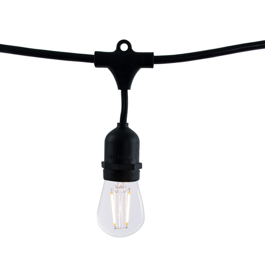 BULBRITE FIXTURES S14 MEDIUM SCREW (E26) 0.7W NON-DIMMABLE STRING LIGHT - BLACK - BULBS INCLUDED: 0.7W S14 CLEAR LED (15PCS) LIGHT BULB 2700K/WARM WHITE LIGHT 11W EQUIVALENT 1PK (810005)