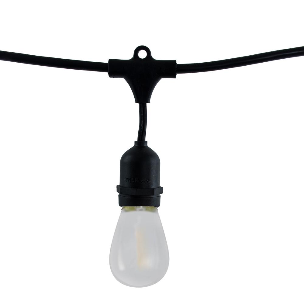 BULBRITE FIXTURES S14 MEDIUM SCREW (E26) 0.7W NON-DIMMABLE STRING LIGHT - BLACK - BULBS INCLUDED: 0.7W S14 FROST LED (15PCS) LIGHT BULB 2700K/WARM WHITE LIGHT 11W EQUIVALENT 1PK (810005)