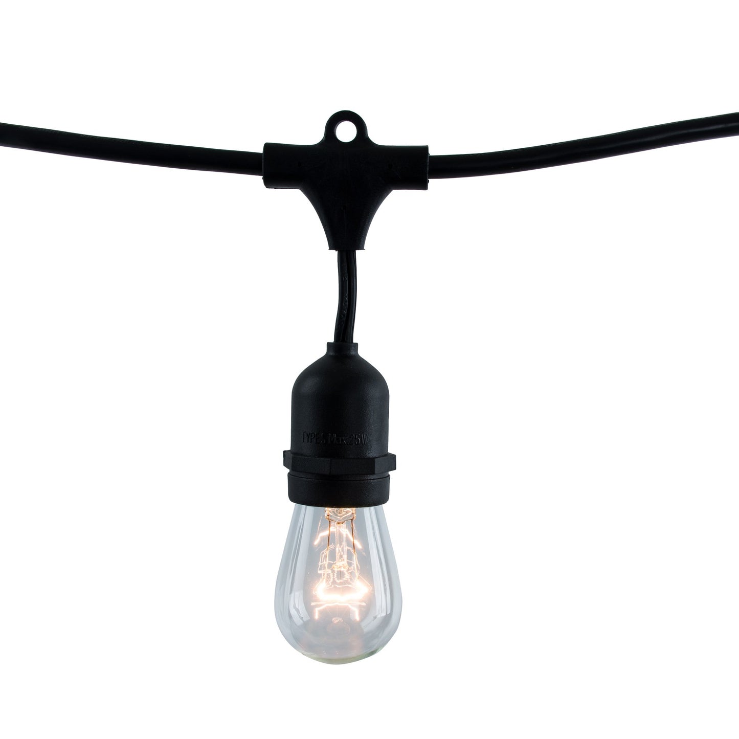 BULBRITE FIXTURES S14 MEDIUM SCREW (E26) 0.7W NON-DIMMABLE STRING LIGHT - BLACK - BULBS INCLUDED: 0.7W S14 CLEAR LED (10PCS) LIGHT BULB 2700K/WARM WHITE LIGHT 11W EQUIVALENT 1PK (810008)