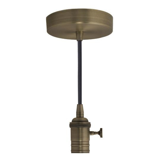 BULBRITE FIXTURES DIRECT WIRE PENDANT VINTAGE SOCKET IN WARM GOLD WITH BLACK CORD 1PK (810083)