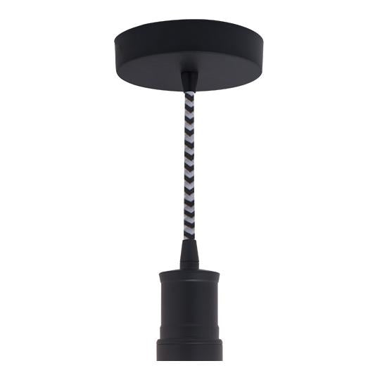 BULBRITE FIXTURES DIRECT WIRE PENDANT CONTEMPORARY SOCKET IN BLACK WITH CHEVRON CORD 1PK (810085)