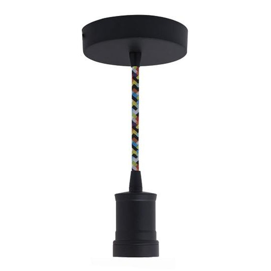 BULBRITE FIXTURES DIRECT WIRE PENDANT CONTEMPORARY SOCKET IN BLACK WITH MULTI-COLOR CORD 1PK (810086)