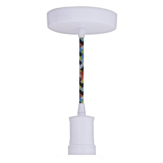 BULBRITE FIXTURES DIRECT WIRE PENDANT CONTEMPORARY SOCKET IN WHITE WITH MULTI-COLOR CORD 1PK (810087)