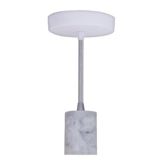 BULBRITE FIXTURES DIRECT WIRE PENDANT NATURAL MARBLE SOCKET IN WHITE WITH SILVER CORD 1PK (810092)