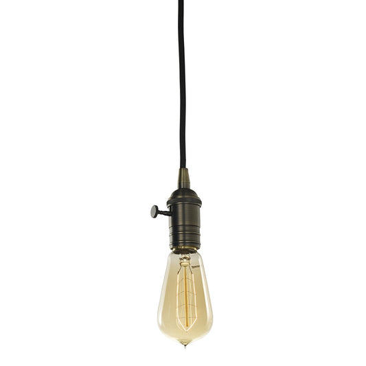 BULBRITE FIXTURES DIRECT WIRE PENDANT KIT VINTAGE BRONZE SOCKET WITH BLACK CORD AND INCANDESCENT ST18 MEDIUM SCREW (E26) 40W DIMMABLE NOSTALGIC LIGHT BULB 2200K/AMBER (810081)