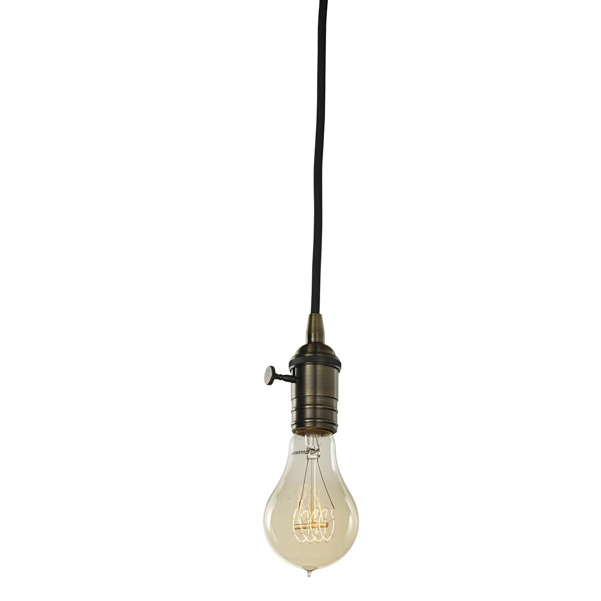 BULBRITE FIXTURES DIRECT WIRE PENDANT KIT VINTAGE WARM GOLD SOCKET WITH BLACK CORD AND INCANDESCENT A21 MEDIUM SCREW (E26) 25W DIMMABLE NOSTALGIC LIGHT BULB 2200K/AMBER 1PK (810083)