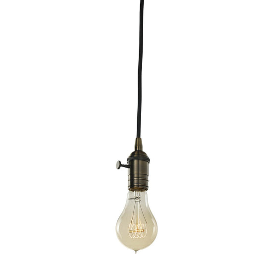 BULBRITE FIXTURES DIRECT WIRE PENDANT KIT VINTAGE WARM GOLD SOCKET WITH BLACK CORD AND INCANDESCENT A21 MEDIUM SCREW (E26) 25W DIMMABLE NOSTALGIC LIGHT BULB 2200K/AMBER 1PK (810083)