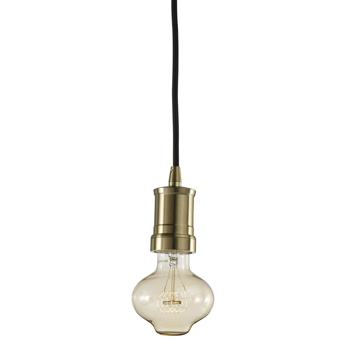 BULBRITE FIXTURES DIRECT WIRE PENDANT KIT CONTEMPORARY WARM GOLD SOCKET WITH BLACK CORD AND INCANDESCENT BT27 MEDIUM SCREW (E26) 40W DIMMABLE NOSTALGIC LIGHT BULB 2200K/AMBER 1PK (810089)