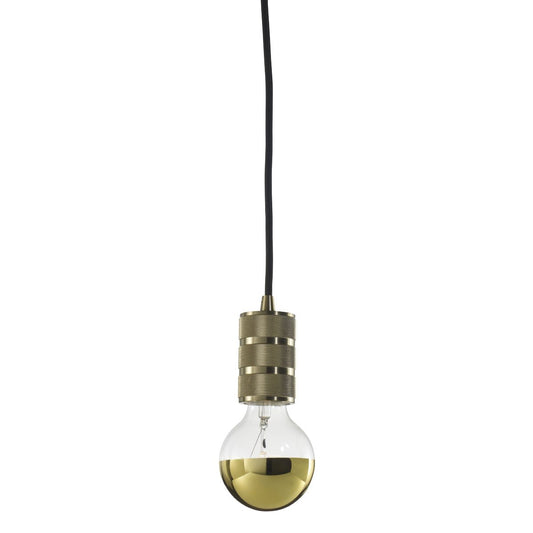 BULBRITE FIXTURES DIRECT WIRE PENDANT KIT INDUSTRIAL WARM GOLD SOCKET WITH BLACK CORD AND INCANDESCENT G25 MEDIUM SCREW (E26) 40W DIMMABLE HALF GOLD LIGHT BULB 1PK (810091)