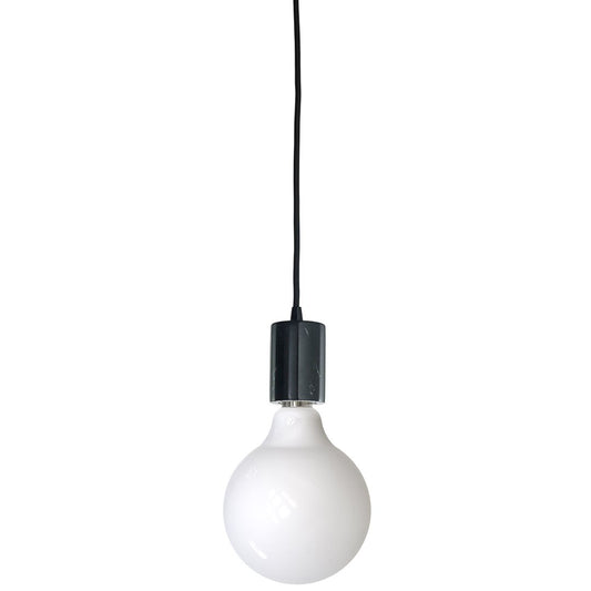 BULBRITE FIXTURES DIRECT WIRE PENDANT KIT NATURAL MARBLE BLACK SOCKET WITH BLACK CORD AND LED G40 MEDIUM SCREW (E26) 8.5W FULLY COMPATIBLE DIMMING FILAMENT LIGHT BULB 2700K/WARM WHITE 60W INCANDESCENT EQUIVALENT 1PK (810093)