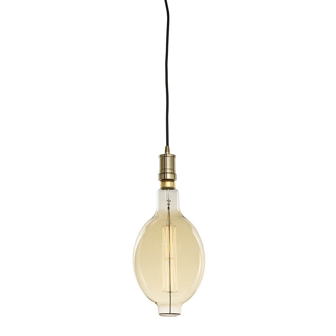 BULBRITE FIXTURES DIRECT WIRE PENDANT KIT CONTEMPORARY WARM GOLD SOCKET WITH BLACK CORD AND INCANDESCENT BT SHAPED MEDIUM SCREW (E26) 60W DIMMABLE GRAND NOSTALGIC LIGHT BULB 2200K/AMBER 1PK (810089)