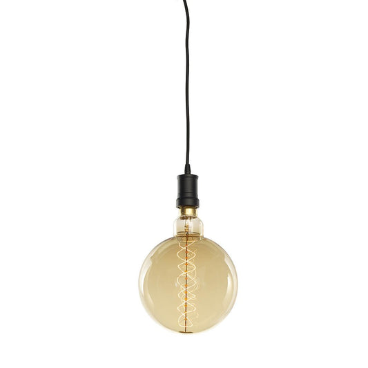 BULBRITE FIXTURES DIRECT WIRE PENDANT KIT CONTEMPORARY BLACK SOCKET WITH BLACK CORD AND INCANDESCENT GLOBE SHAPED MEDIUM SCREW (E26) 60W DIMMABLE GRAND NOSTALGIC LIGHT BULB 2200K/AMBER 1PK (810084)