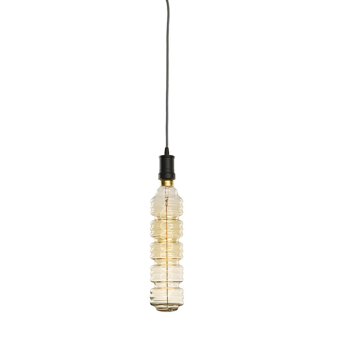 BULBRITE FIXTURES DIRECT WIRE PENDANT KIT CONTEMPORARY BLACK SOCKET WITH CHEVRON CORD AND INCANDESCENT WATERBOTTLE SHAPED MEDIUM SCREW (E26) 60W DIMMABLE GRAND NOSTALGIC LIGHT BULB 2200K/AMBER 1PK (810085)