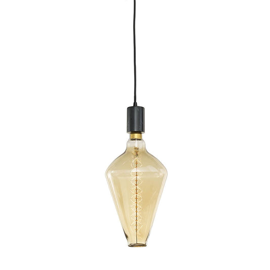 BULBRITE FIXTURES DIRECT WIRE PENDANT KIT NATURAL MARBLE SOCKET IN BLACK WITH BLACK CORD AND INCANDESCENT DIAMOND SHAPED MEDIUM SCREW (E26) 60W DIMMABLE GRAND NOSTALGIC LIGHT BULB 2200K/AMBER 1PK (810083)