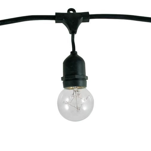 (DISCONTINUED) BULBRITE FIXTURES G16 MEDIUM SCREW (E26) 5W DIMMABLE STRING LIGHT - BLACK - BULBS INCLUDED: 5W G16 CLEAR STARLIGHT INCANDESCENT (15 PCS) LIGHT BULB 2700K/WARM WHITE LIGHT 1PK (810005)
