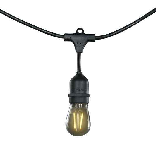 BULBRITE FIXTURES S14 MEDIUM SCREW (E26) 2W DIMMABLE STRING LIGHT - BLACK - BULBS INCLUDED: 2W S14 LED (15 PCS) LIGHT BULB 2700K/WARM WHITE LIGHT 11W EQUIVALENT 1PK (810005)